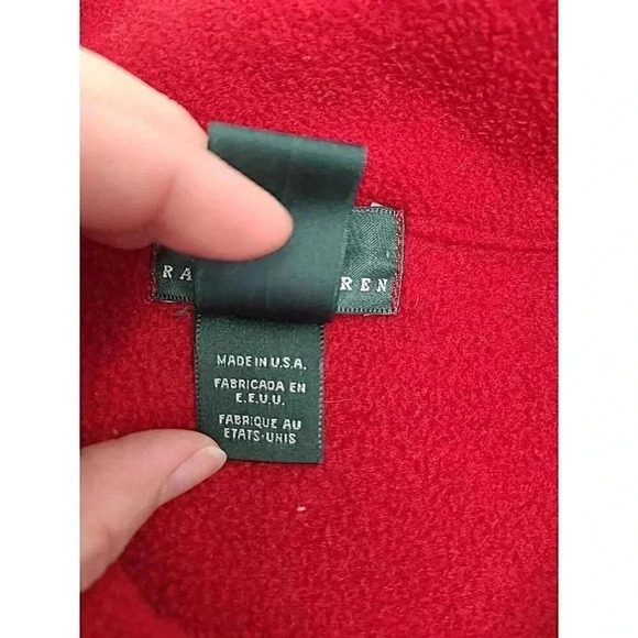 Vintage Lauren Ralph Lauren Fleece Pullover Women's Size Medium Red Embroidered - Picture 7 of 8